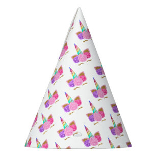 Chapeaux De Fêtes Parties scintillant d'or rose Unicorn Floral Patte