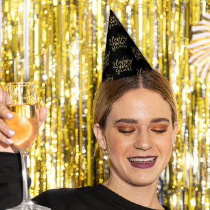 Chapeaux De Fêtes Parties scintillant d'or Texte Motif Bonne année