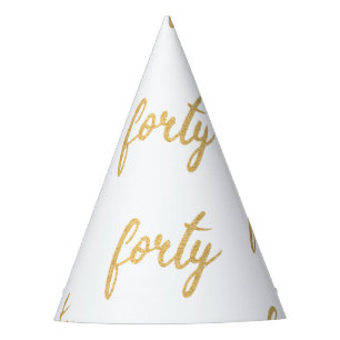 Chapeaux De Fêtes Parties scintillant Gold White "Quarante" 40 Anniv