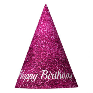 Chapeaux De Fêtes Parties scintillant rose Joyeux anniversaire
