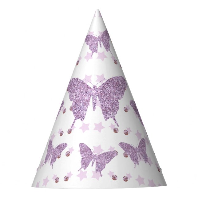 Chapeaux De Fêtes Parties scintillant violet papillon Anniversaire C (Devant)