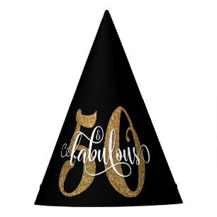 Chapeaux De Fêtes Parties scintillantes 50 d'or et typographie