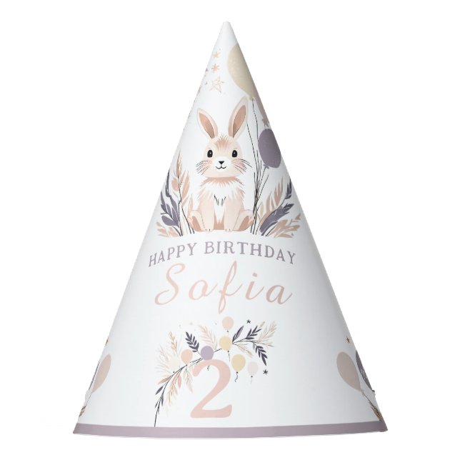 Chapeaux De Fêtes Pastel Boho Rabbit et Ballons Anniversaire (Devant)