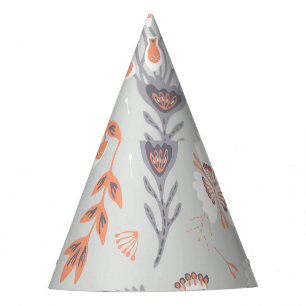 Chapeaux De Fêtes Pastel Grey Orange Floral : Élégance Vintage