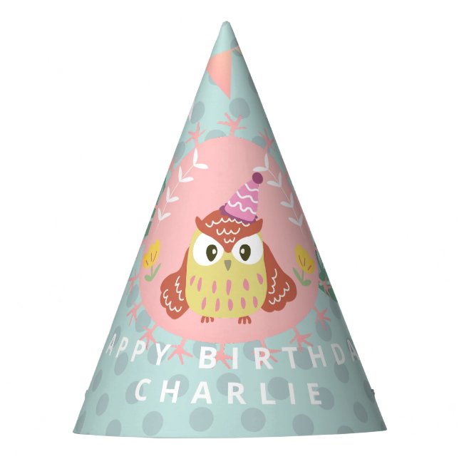 Chapeaux De Fêtes Pastel Owl Joyeux anniversaire (Devant)