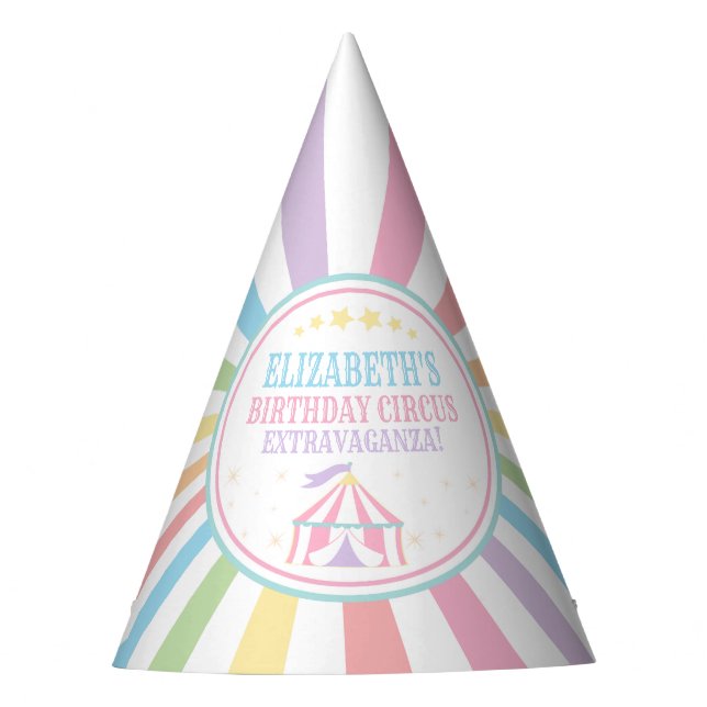 Chapeaux De Fêtes Pastel Rainbow Circus Carnival Casquette d'anniver (Devant)