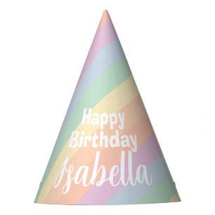 Chapeaux De Fêtes Pastel Rainbow Stripes Joyeux Anniversaire