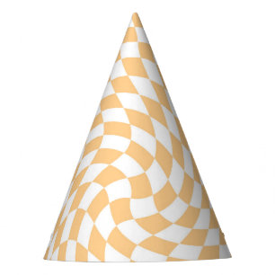Chapeaux De Fêtes Peach Pastel Retro & À damiers Blanche