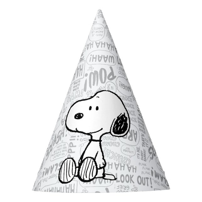 Chapeaux De Fêtes PEANUTS | Snoopy on Black White Comics (Devant)