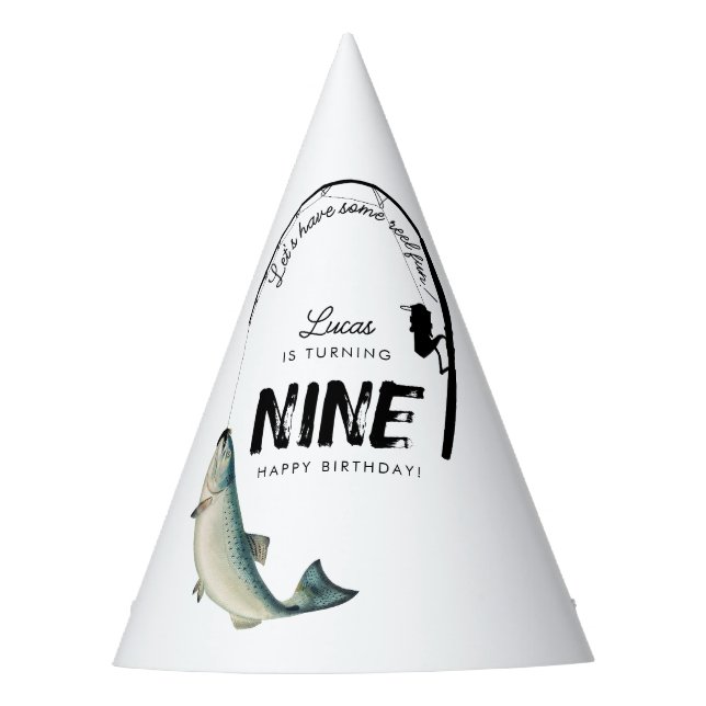 Chapeaux De Fêtes Pêche Poisson Thème Reel Fun Anniversaire de enfan (Devant)