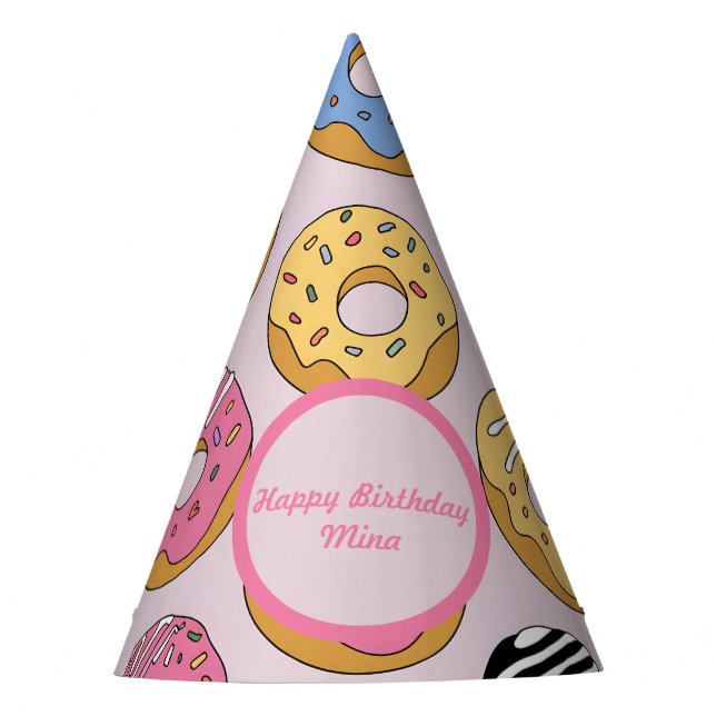 Chapeaux De Fêtes Personalized Donut-Themed Birthday Cone (Devant)