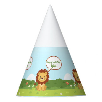 Chapeaux De Fêtes Personalized Lion Birthday Party Hat for kids