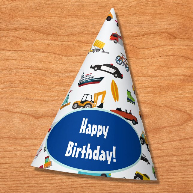 Chapeaux De Fêtes Petit Garçon Voitures Véhicule Motif Enfant Joyeux (Créateur téléchargé)