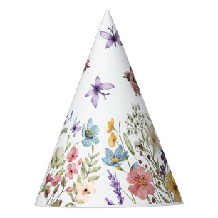 Chapeaux De Fêtes Petite aquarelle Fleur sauvage vive Anniversaire