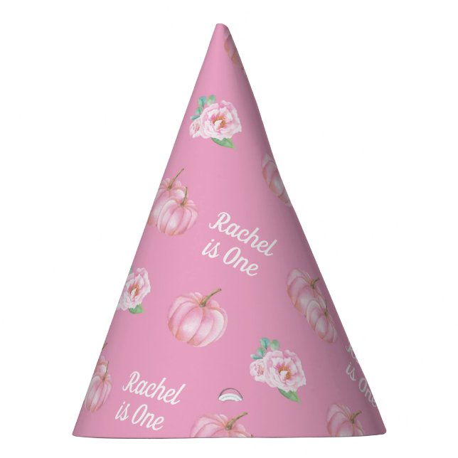 Chapeaux De Fêtes Petite fille citrouille rose 1er anniversaire  (Droite)