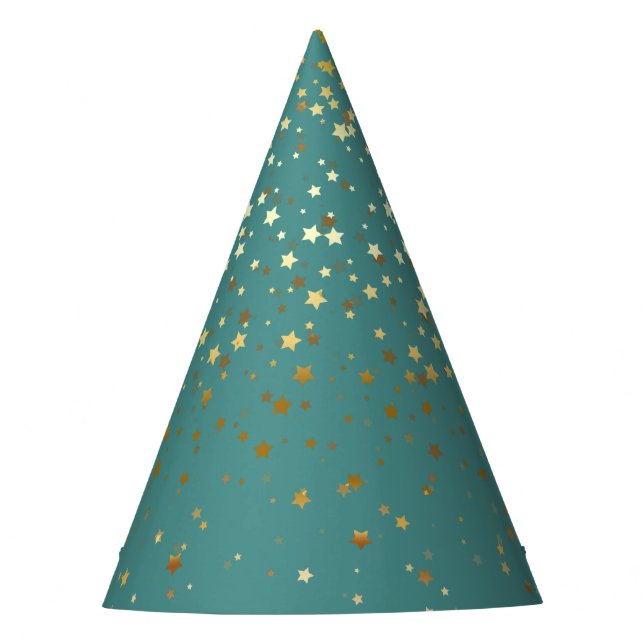 Chapeaux De Fêtes Petite partie d'or Casquette-Teal d'étoiles (Devant)