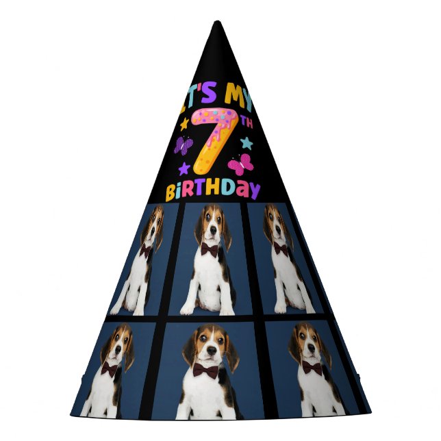 Chapeaux De Fêtes Photo de chien personnalisée 7e anniversaire Casqu (Devant)