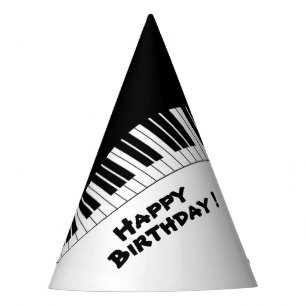 Chapeaux De Fêtes Piano Clavier Noir et Blanc Musique Anniversaire