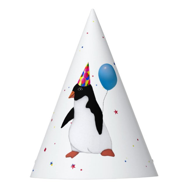 Chapeaux De Fêtes Pingouin Avec Ballons Bleus (Devant)