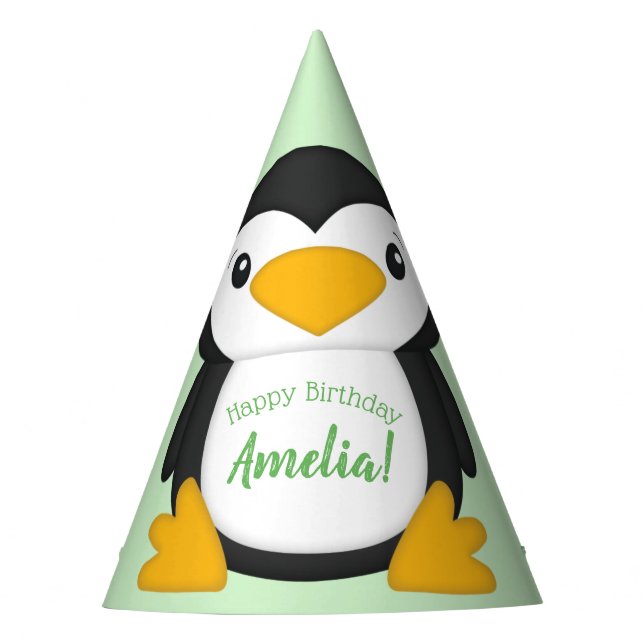 Chapeaux De Fêtes Pingouin fête d'anniversaire Vert (Devant)