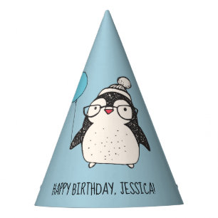 Chapeaux De Fêtes Pingouin mignon avec un ballon Anniversaire person