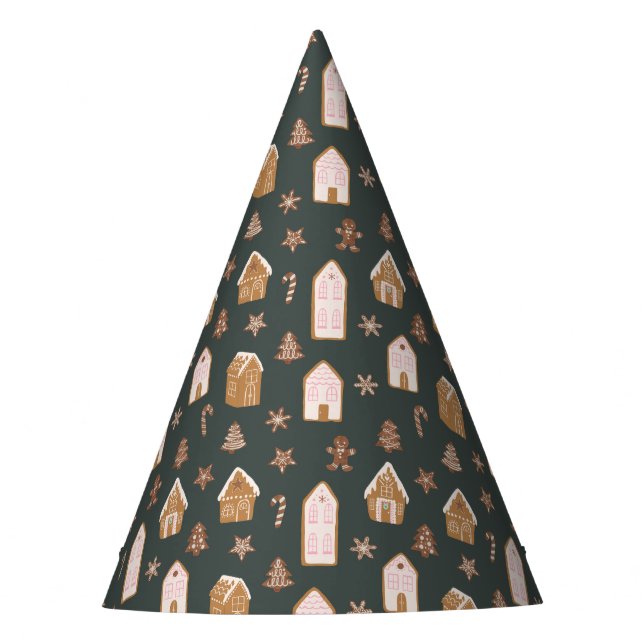 Chapeaux De Fêtes Pink Gingerbread House Pattern Birthday (Devant)