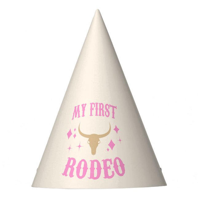 Chapeaux De Fêtes Pink My First Rodeo Cowgirl 1er Anniversaire (Devant)