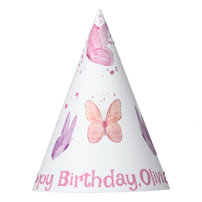 Chapeaux De Fêtes Pink Purple Butterfly Birthday (Devant)