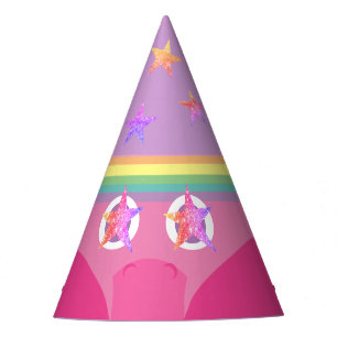 Chapeaux De Fêtes Pink Star Eyes Rainbow Unicorn Casquette de la fêt