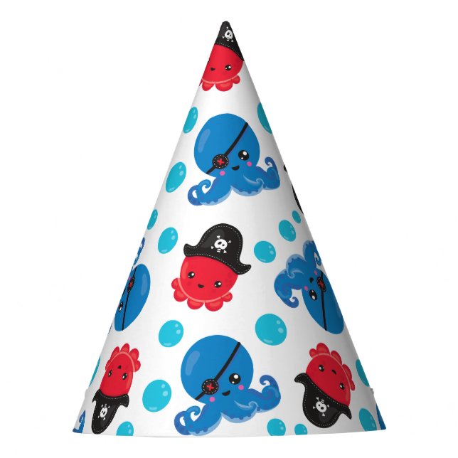 Chapeaux De Fêtes Pirate Octopus, Motif de pieuvre, Animaux de mer (Devant)
