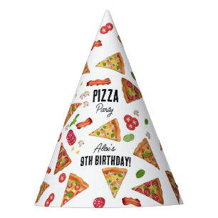 Chapeaux De Fêtes Pizza Party Thème Aquarelle Anniversaire de enfant