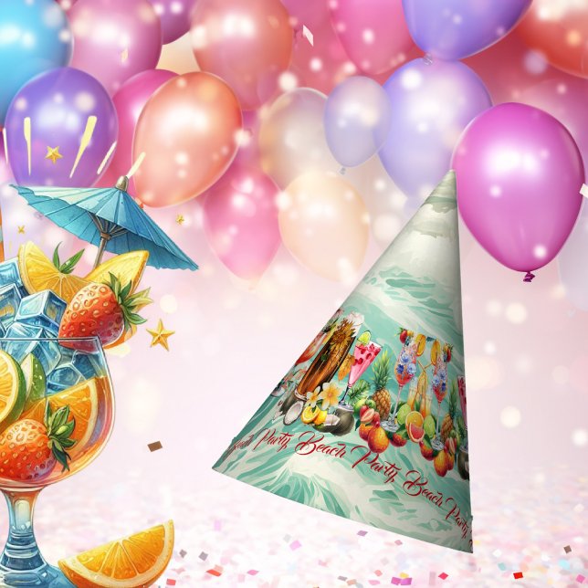 Chapeaux De Fêtes Plage Fruits tropicaux Cocktails Bachelorette Part (Beach Tropical Fruits Cocktails Bachelorette Party Party Hat)