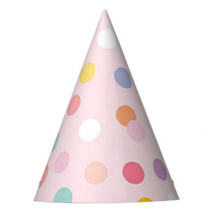Chapeaux De Fêtes Pointe Polka colorée sur Casquette du parti rose