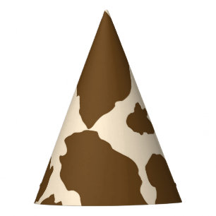 Chapeaux De Fêtes Points Brown Vache Imprimer Fermier Animaux de fer