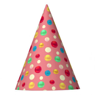 Chapeaux De Fêtes Points multicolores à l'anniversaire rose