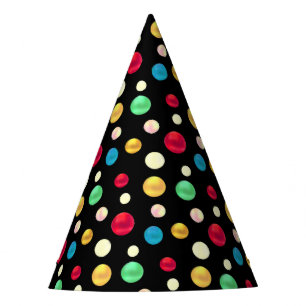 Chapeaux De Fêtes Points multicolores sur un Anniversaire noir