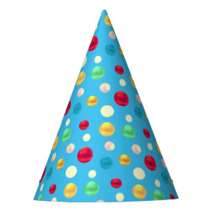Chapeaux De Fêtes Points multicolores sur un turquoise Anniversaire