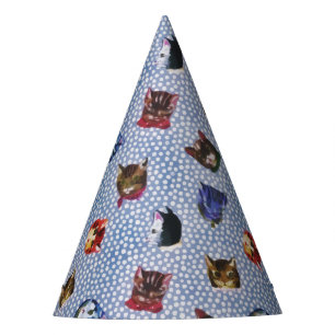 Chapeaux De Fêtes Pois bleu chat Kitten Aquarelle