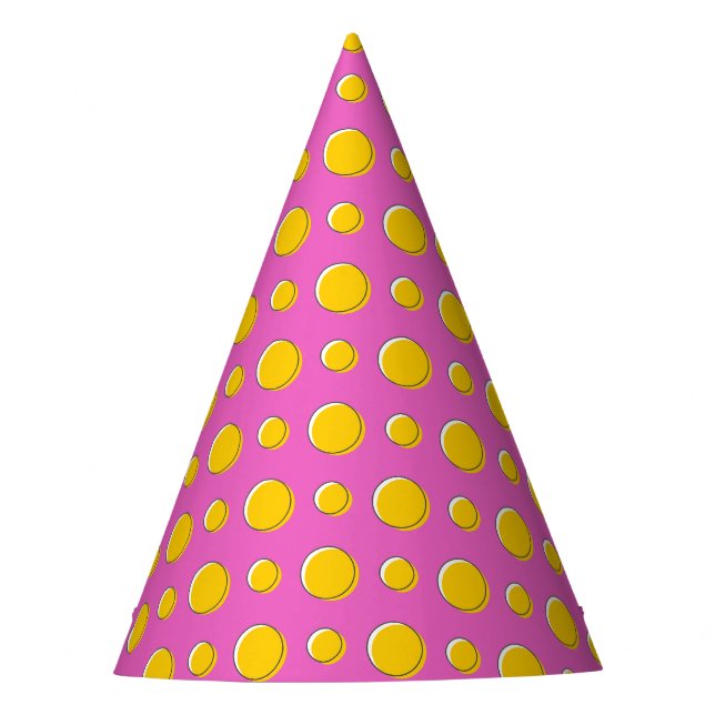 Chapeaux De Fêtes Pois Jaunes Sur Rose (Devant)