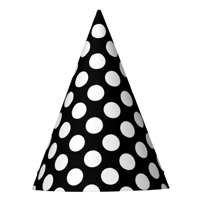 Chapeaux De Fêtes Pois noirs et blancs, Motif Polka (Devant)