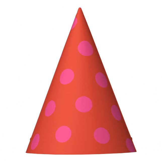Chapeaux De Fêtes Pois rose et rouge orange monogrammé (Devant)