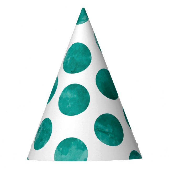 Chapeaux De Fêtes Pois verts Turquoises Motif Aquarelle Abstraite (Devant)