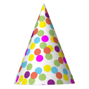Chapeaux De Fêtes Polka-Dots colorés Motif Confetti en blanc