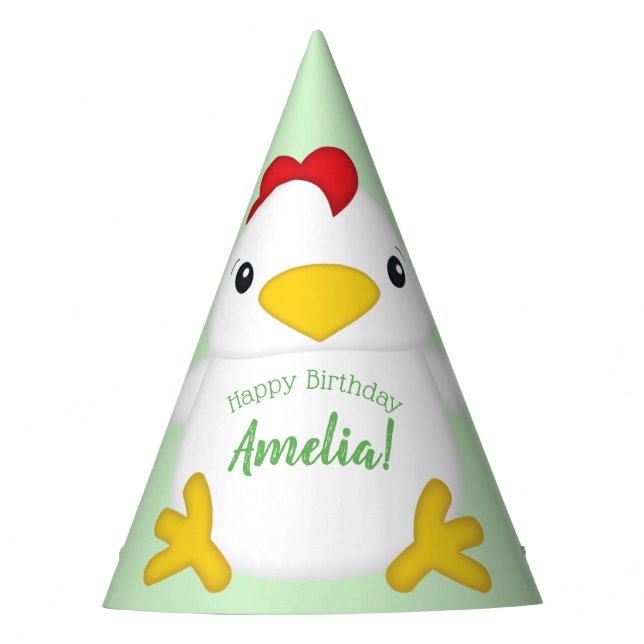 Chapeaux De Fêtes Poulet fête d'anniversaire Vert (Devant)