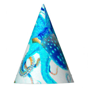 Chapeaux De Fêtes Poulpe coloré bleu