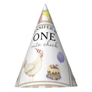 Chapeaux De Fêtes Poussin aquarelle 1er anniversaire