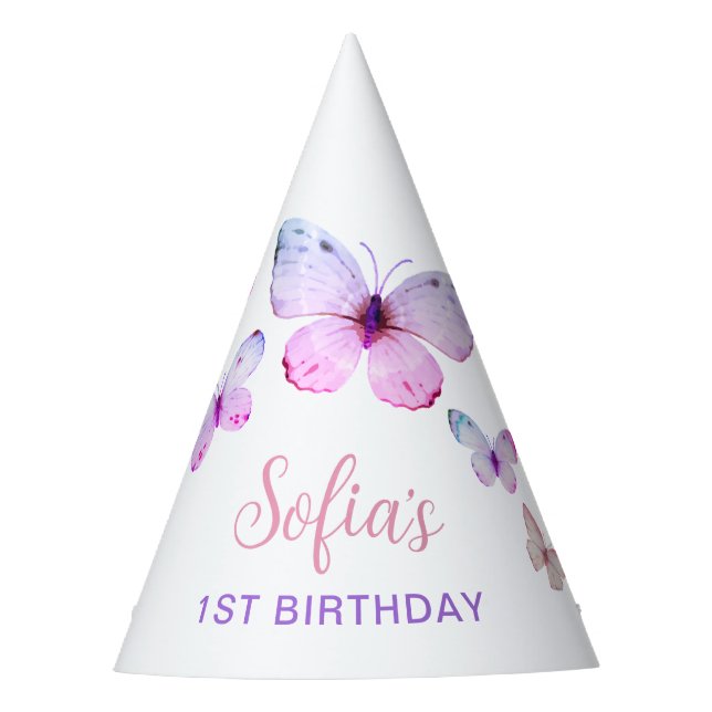 Chapeaux De Fêtes Premier anniversaire papillon fille 1er Casquette  (Devant)