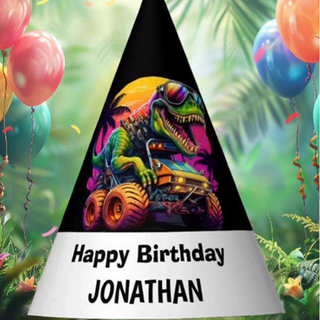 Chapeaux De Fêtes Préparez-vous à une fête d'anniversaire Dino-Mite (Unleash the fun with our Monster Truck Dinosaur Love party theme!)