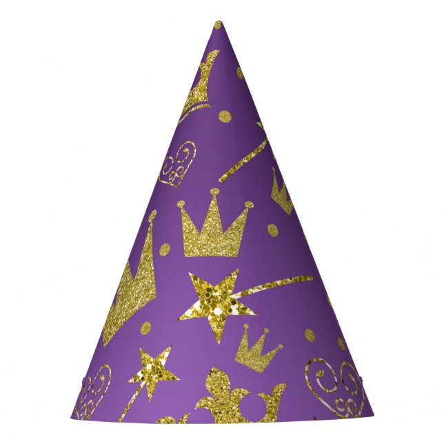 Chapeaux De Fêtes Purple & Gold Parties scintillant Girls Princess P (Devant)