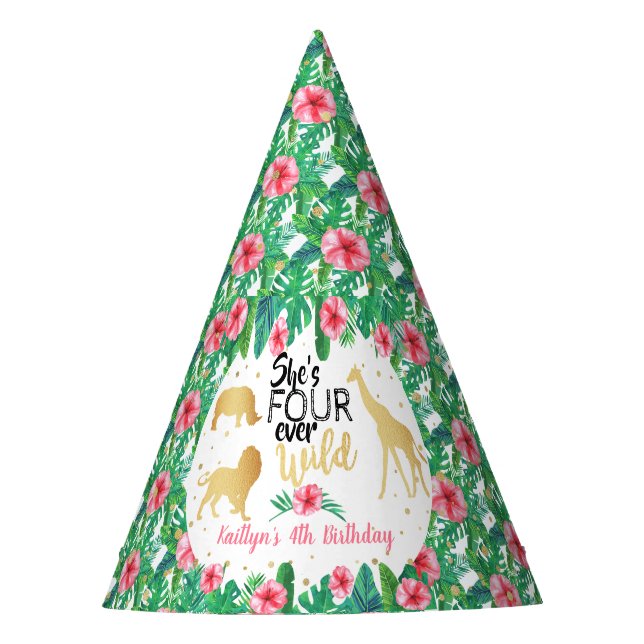Chapeaux De Fêtes Quatre Filles toujours sauvages 4e anniversaire (Devant)